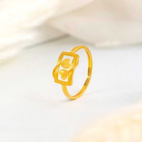 Charming Twin Heart Design Gold Ring