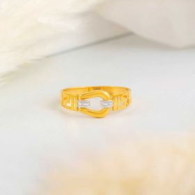 Dual Tone Interlock Design Gold Ring
