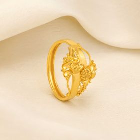 Ornate Floral Blossom Gold Ring