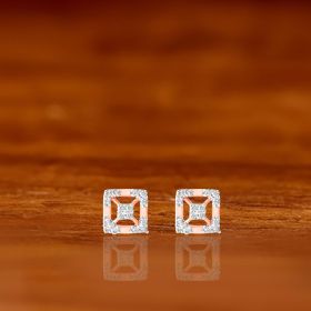 Square Frame Bezel-Set Diamond Earrings