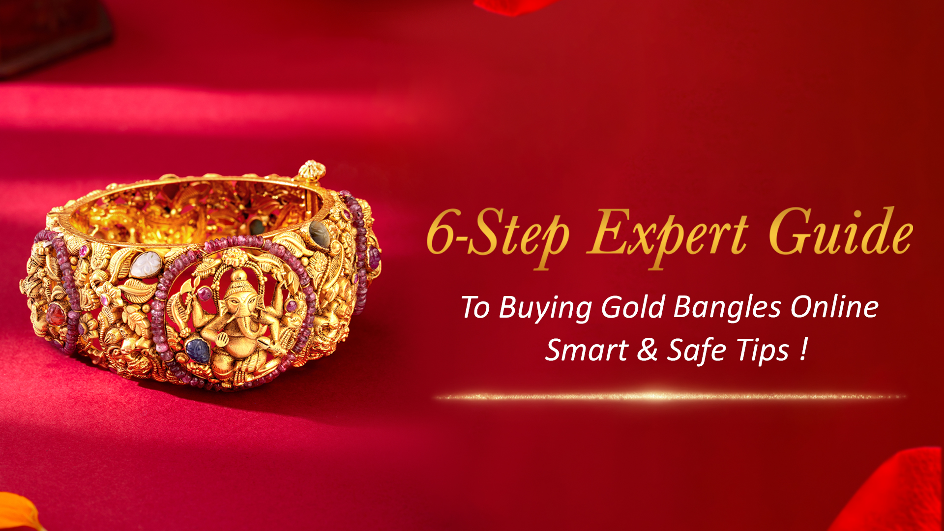 Beautiful gold bangle design with intricate patterns for online shopping